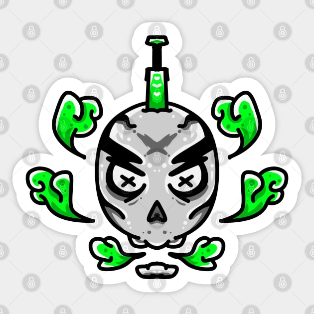 Death Skull Green Smoke Sticker by Aldyz